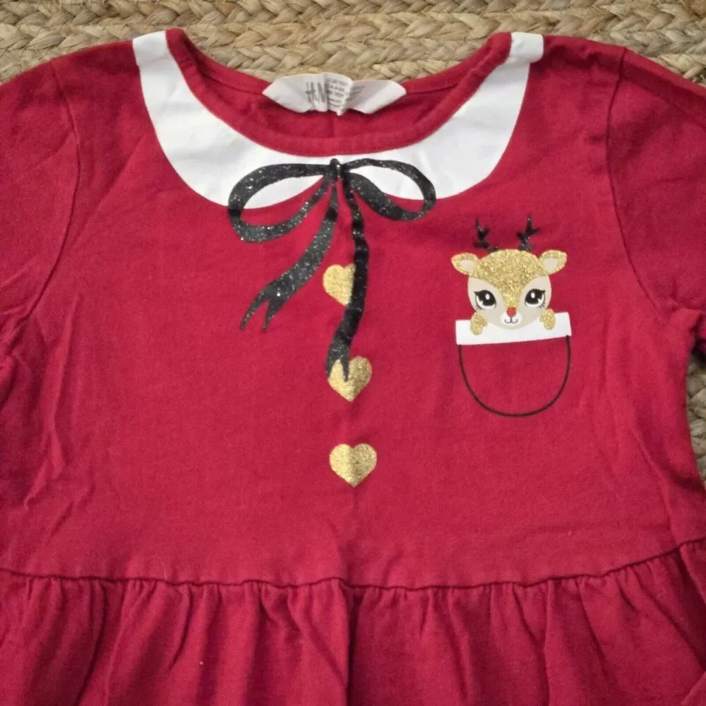 H&M Girl's Rudolph the Red Nosed Reindeer Christmas Dress‎ 4-6 Years Old - MC1